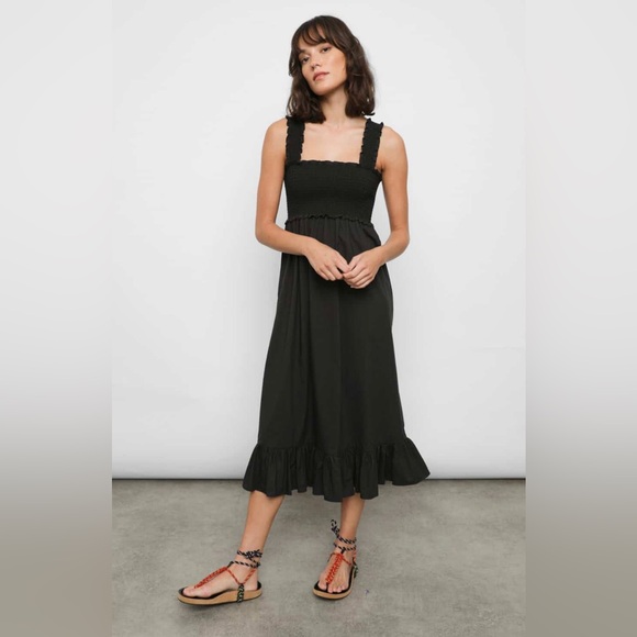 Rails Dresses & Skirts - Rails Rumi Poplin Smocked Midi Dress Black Large